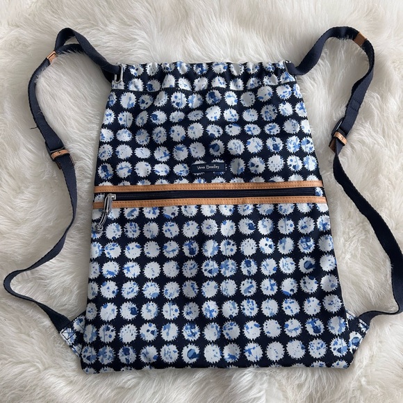 Vera Bradley Lighten Up Backsack Adjustable Backpack Splash Dot - Picture 1 of 11